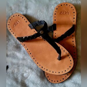 UGG Black and Tan Women's Sandals